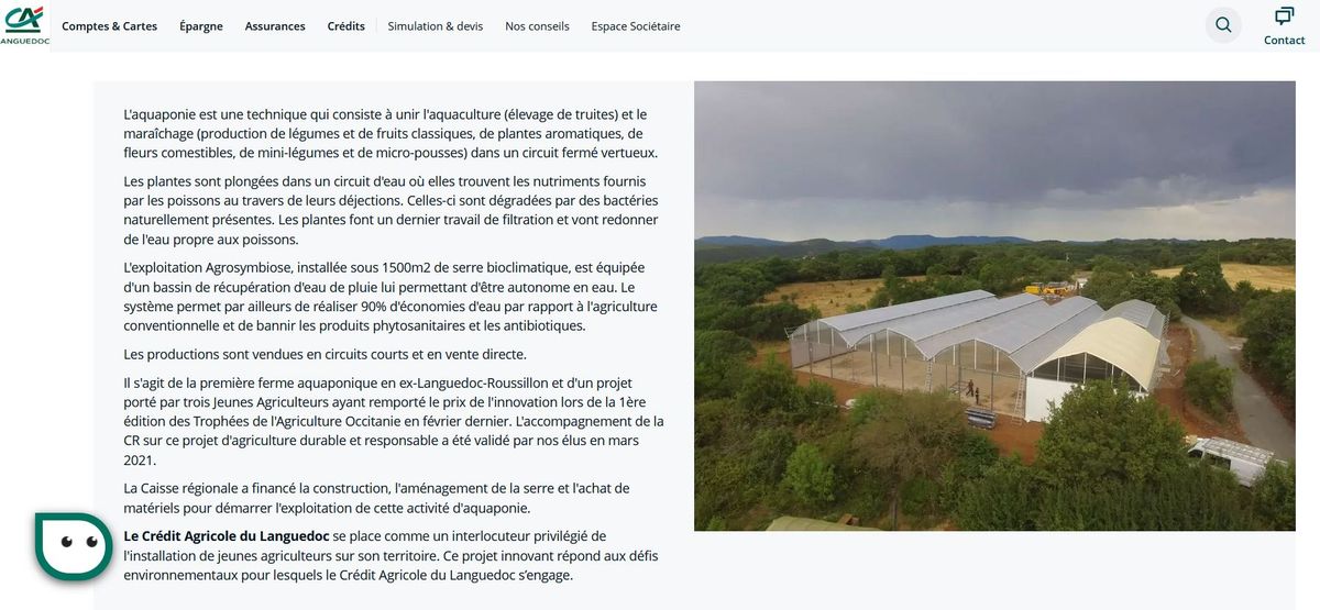 Première installation Jeunes agriculteurs en Aquaponie de l'ex-Languedoc-Roussillon